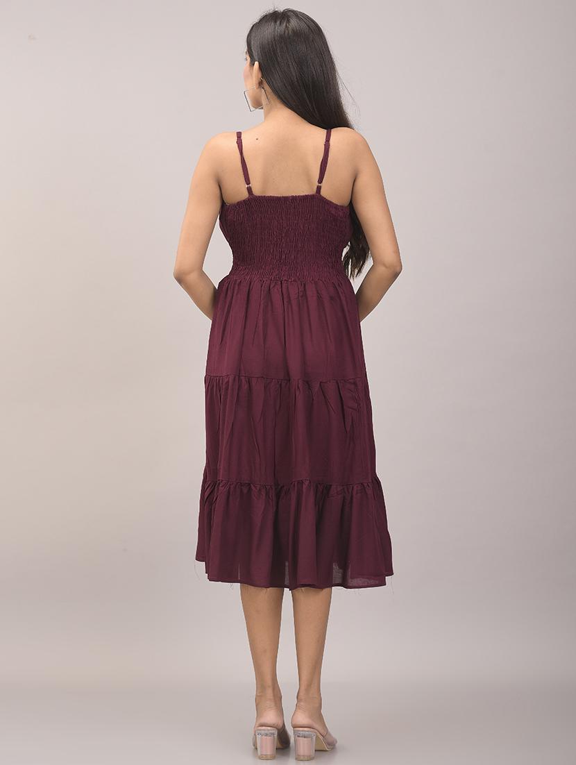 overlap neck solid tiered dress - 17857813 - Standard Image - 2