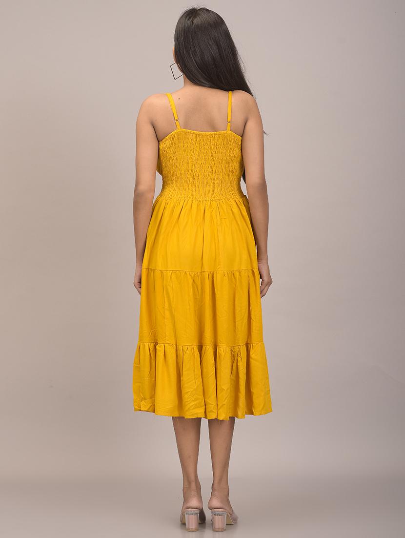 overlap neck solid tiered dress - 17857814 - Standard Image - 2