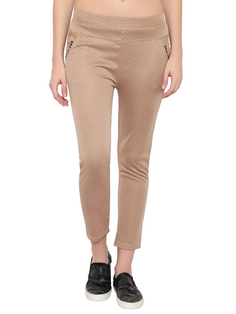 mid rise polka dots flat front trouser