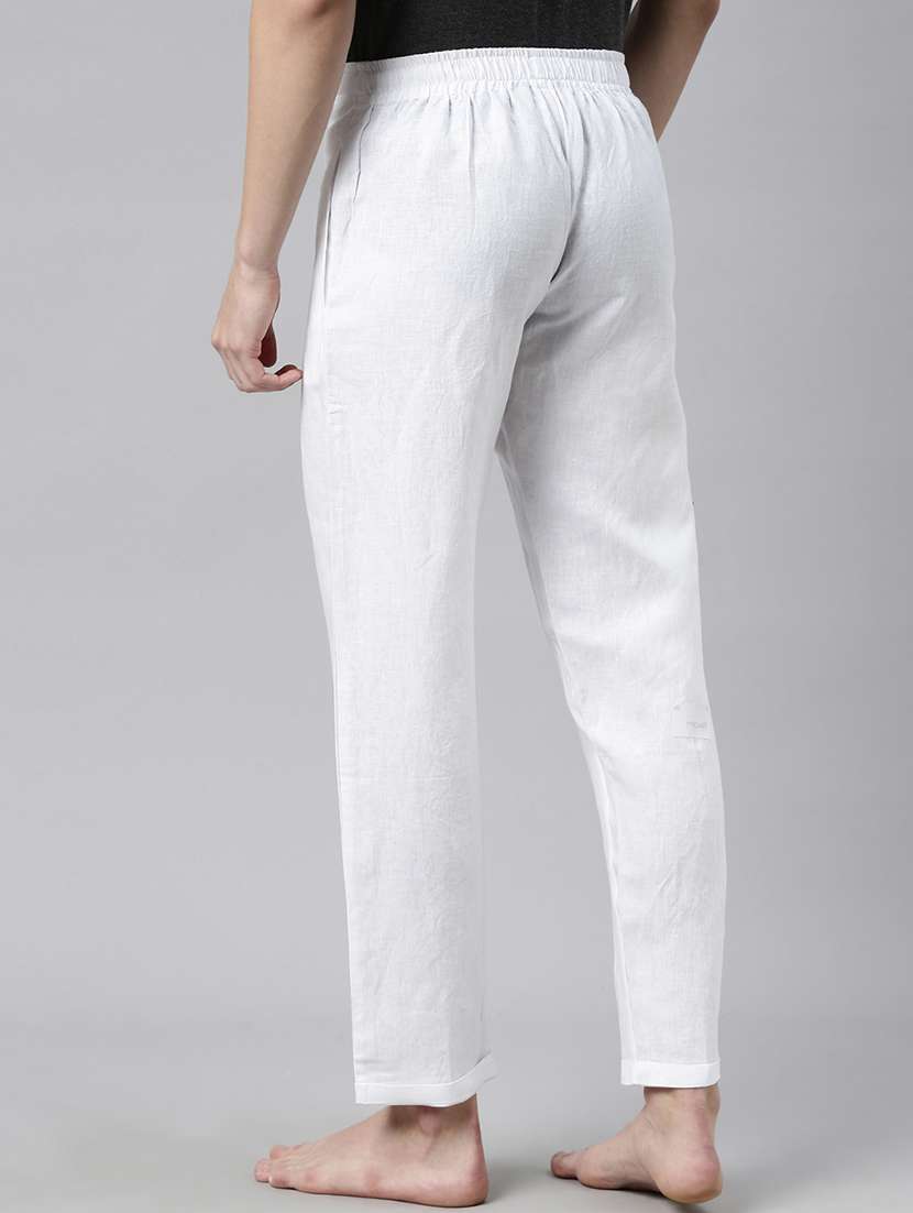 white solid linen pyjama - 17860268 - Standard Image - 2
