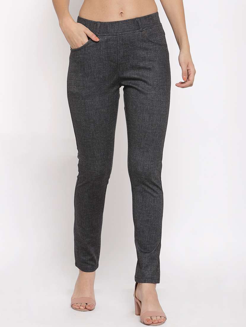 mid rise solid flat front trouser 