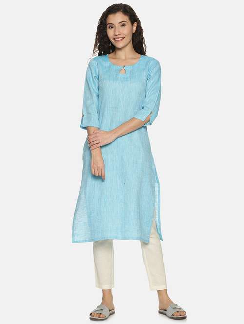 solid straight kurta - 17860566 - Standard Image - 0