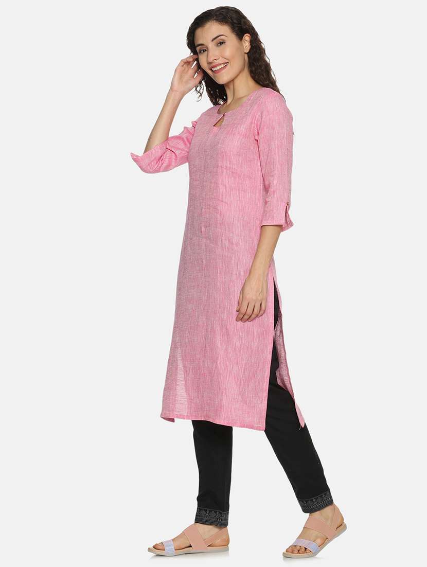 solid straight kurta - 17860568 -  Standard Image - 2