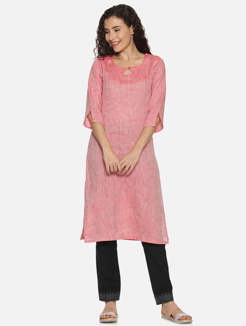 solid straight kurta - 17860569 - Zoom Image - 0