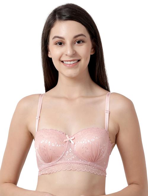 peach laced balconette bra - 17860864 - Standard Image - 0