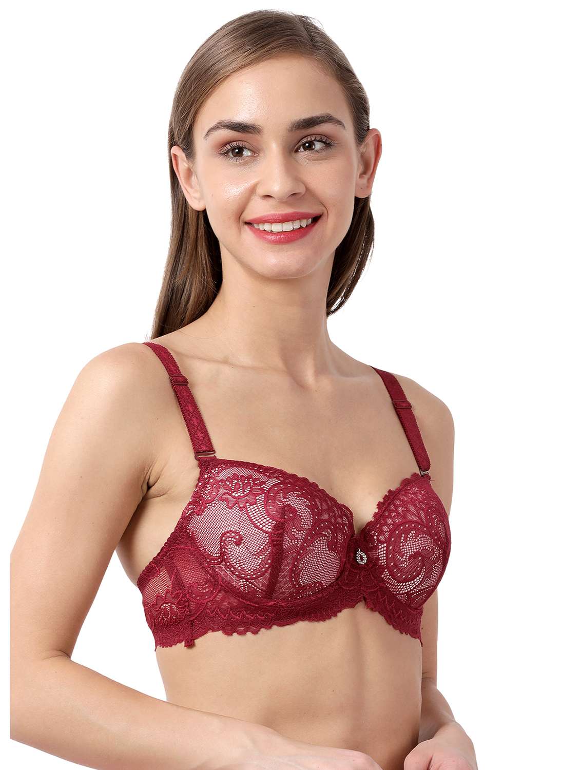 maroon laced t-shirt bra - 17860866 -  Standard Image - 2