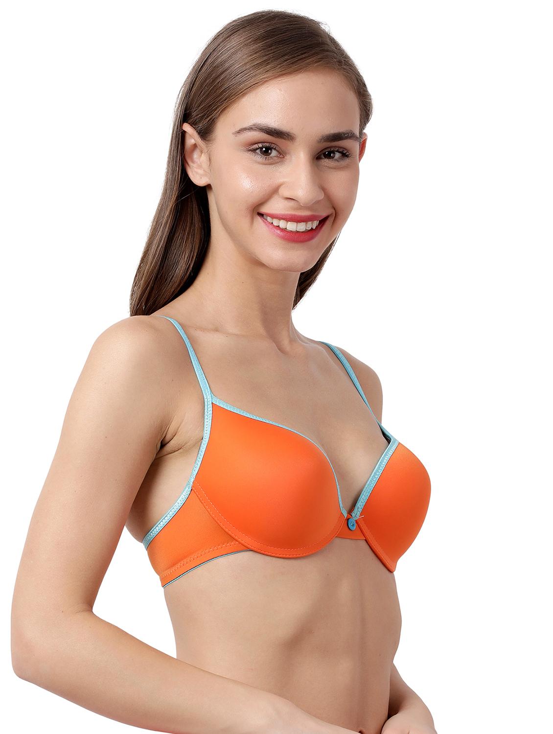 orange solid plunge bra - 17860871 - Standard Image - 2