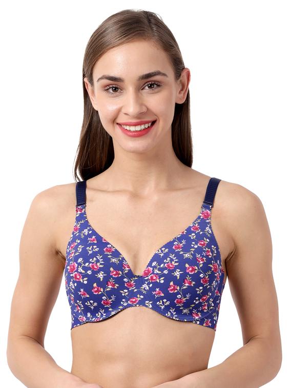 blue printed t-shirt bra