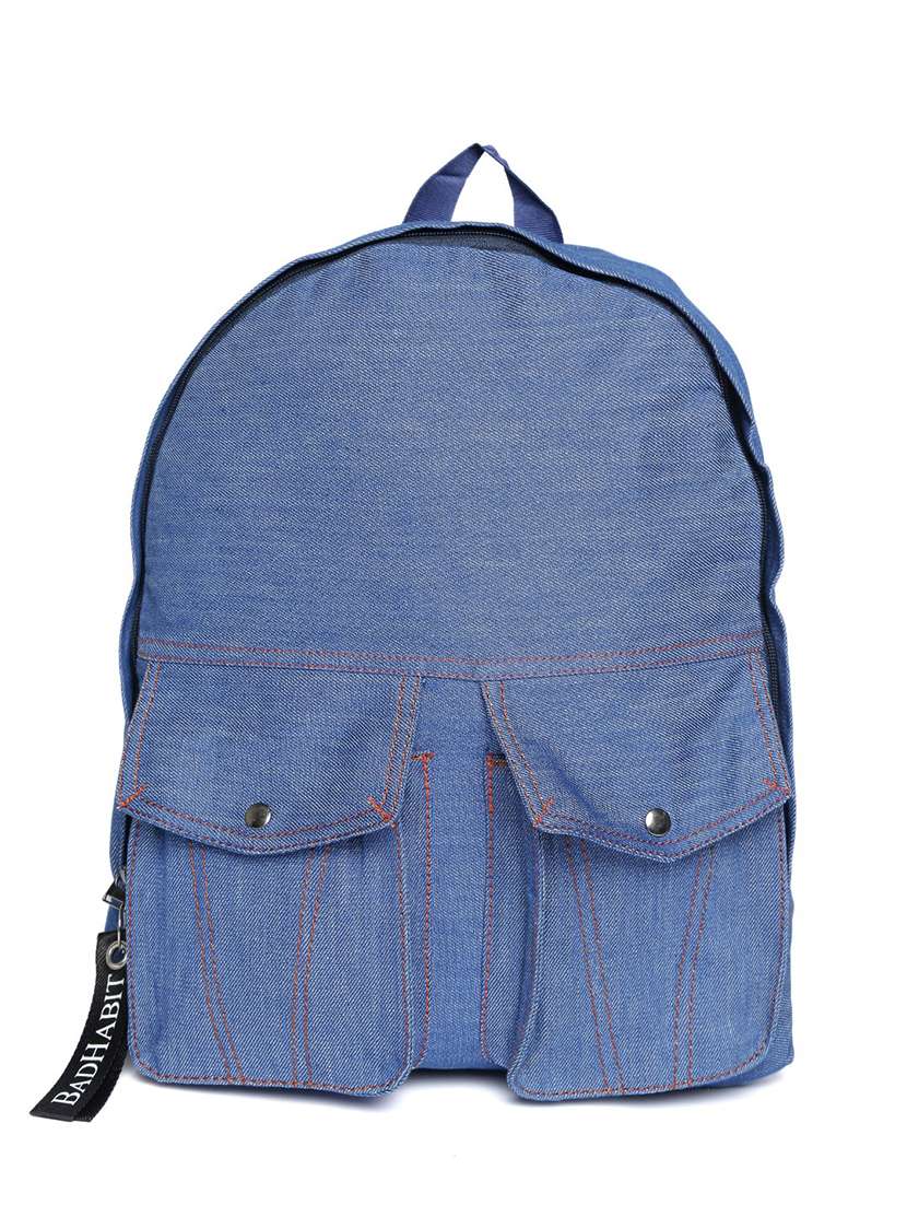 blue nylon backpack