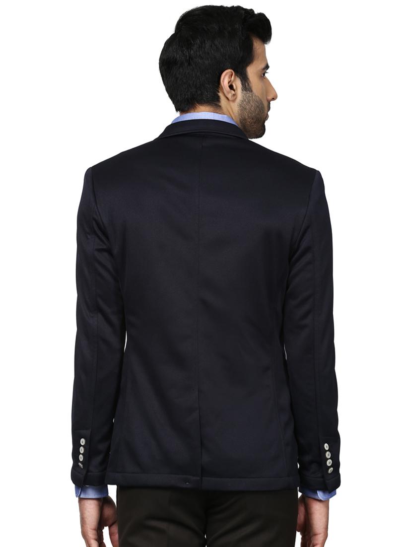 navy blue solid single breasted casual blazer - 17861690 - Standard Image - 2