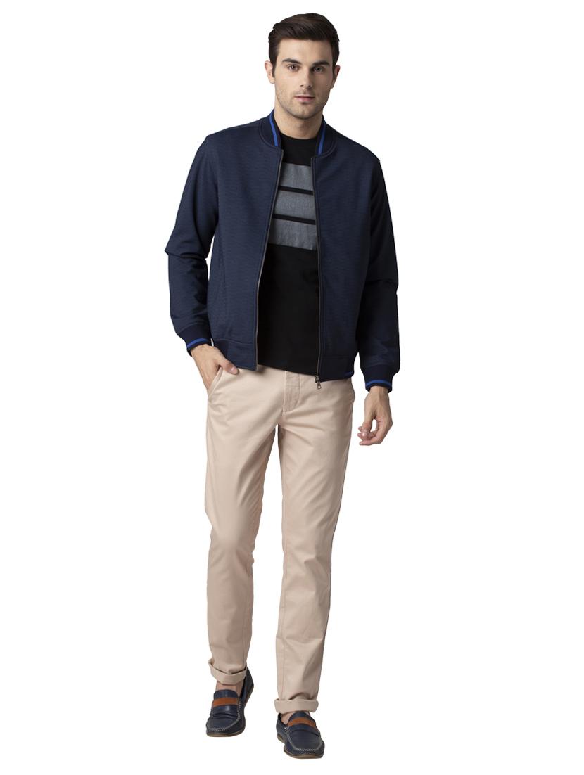 navy blue solid casual jacket - 17861708 - Standard Image - 2