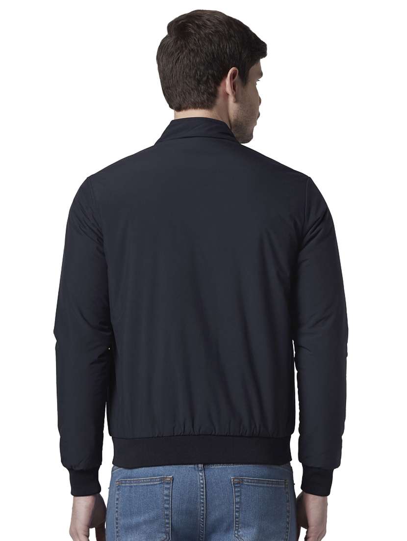 navy blue solid reversible casual jacket - 17861716 - Standard Image - 2