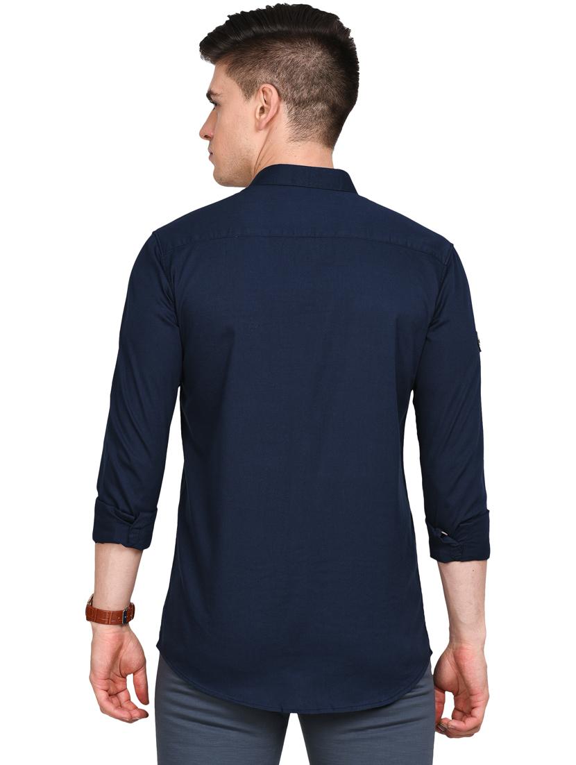 navy blue solid casual shirt - 17861861 - Standard Image - 2