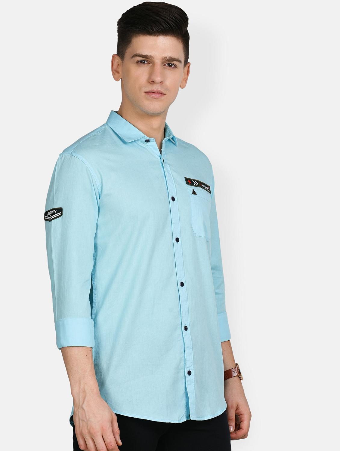 light blue solid casual shirt - 17861864 - Standard Image - 2
