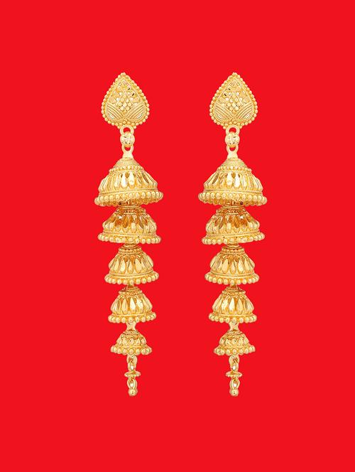 happy stoning ethnic traditional gold plated bridal partywear earrings - 17862211 - Standard Image - 0