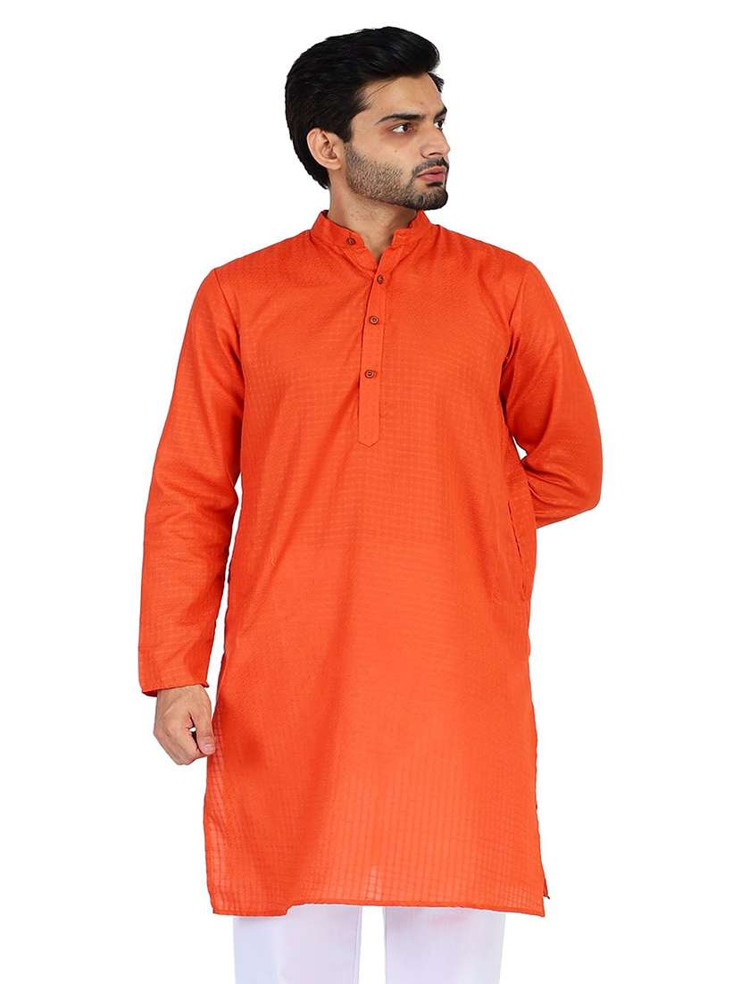 orange self design kurta