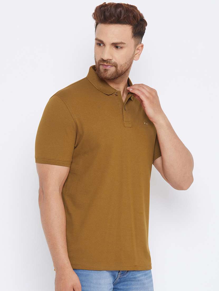 olive green solid polo t-shirt - 17865902 -  Standard Image - 2