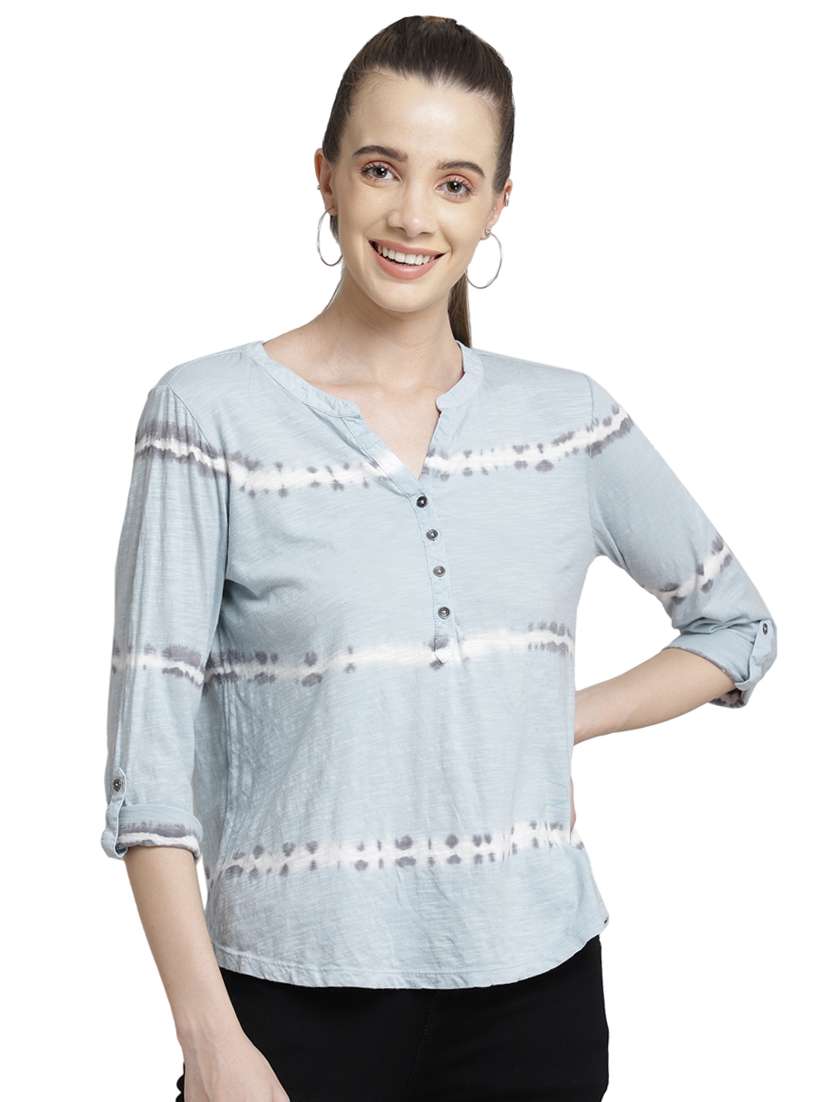 women's straight mandarin neck top