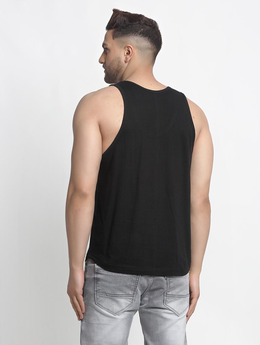 round neck black printed vest - 17868974 - Standard Image - 2