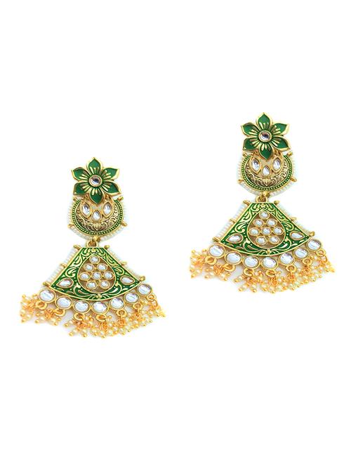 green gold plated chandballi earring - 17869200 - Standard Image - 0