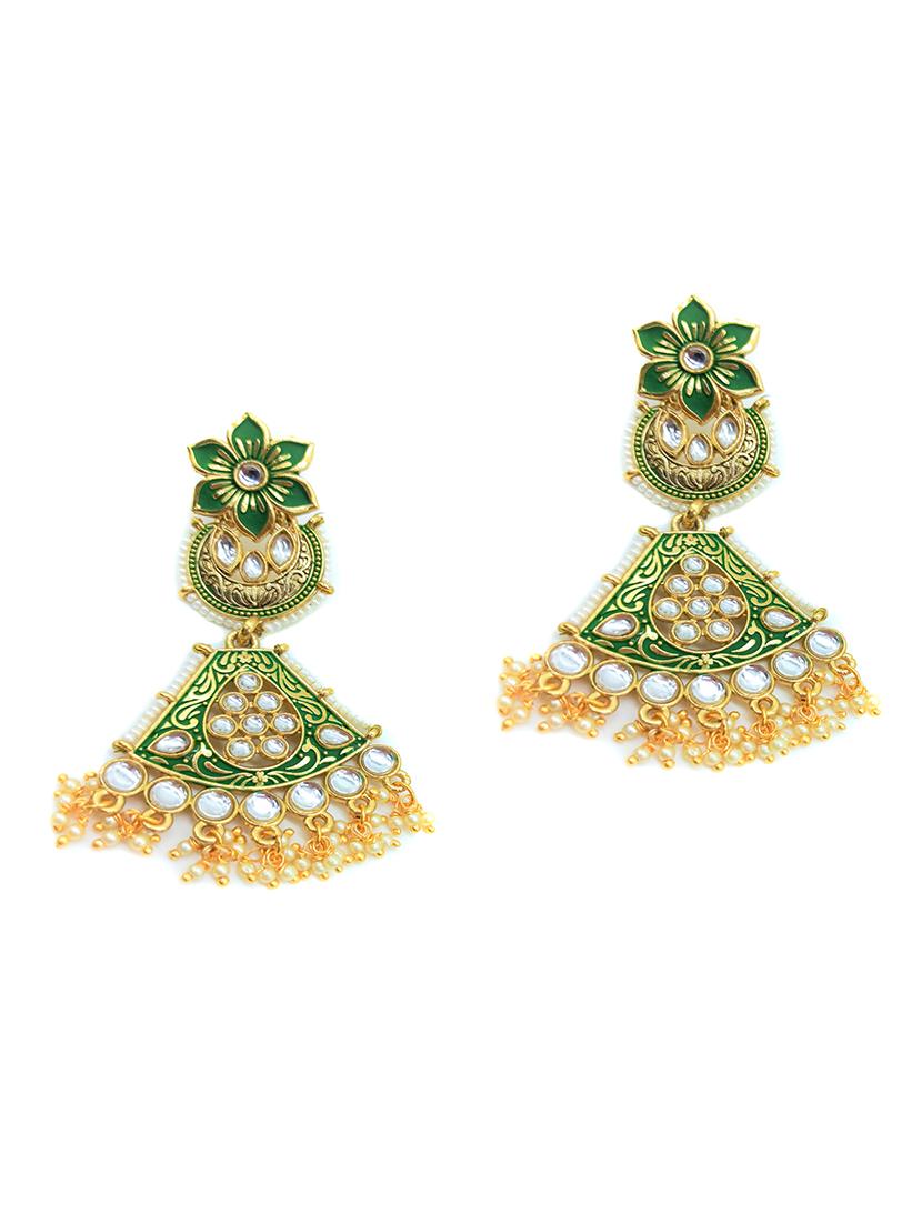 green gold plated chandballi earring - 17869200 - Zoom Image - 0