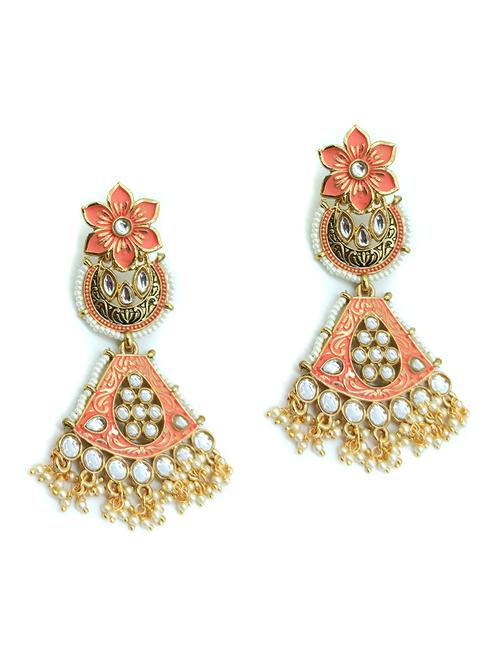 pink gold plated chandballi earring - 17869202 -  Standard Image - 0