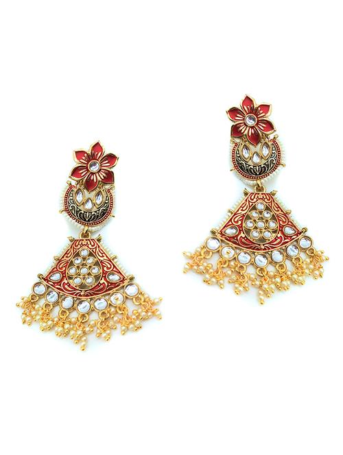 red gold plated chandballi earring - 17869203 -  Standard Image - 0