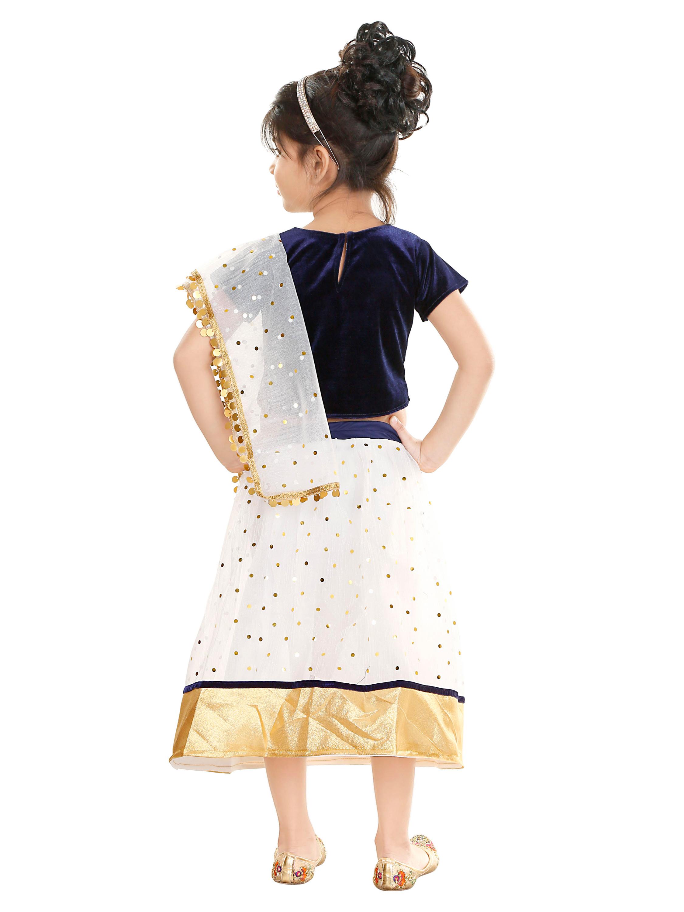 negup girls lehenga choli party wear embroidered lehenga choli (white & blue pack of 1) - 17870516 - Standard Image - 2