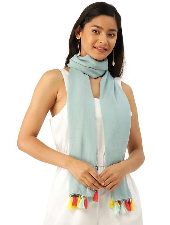 green colored polyester scarf