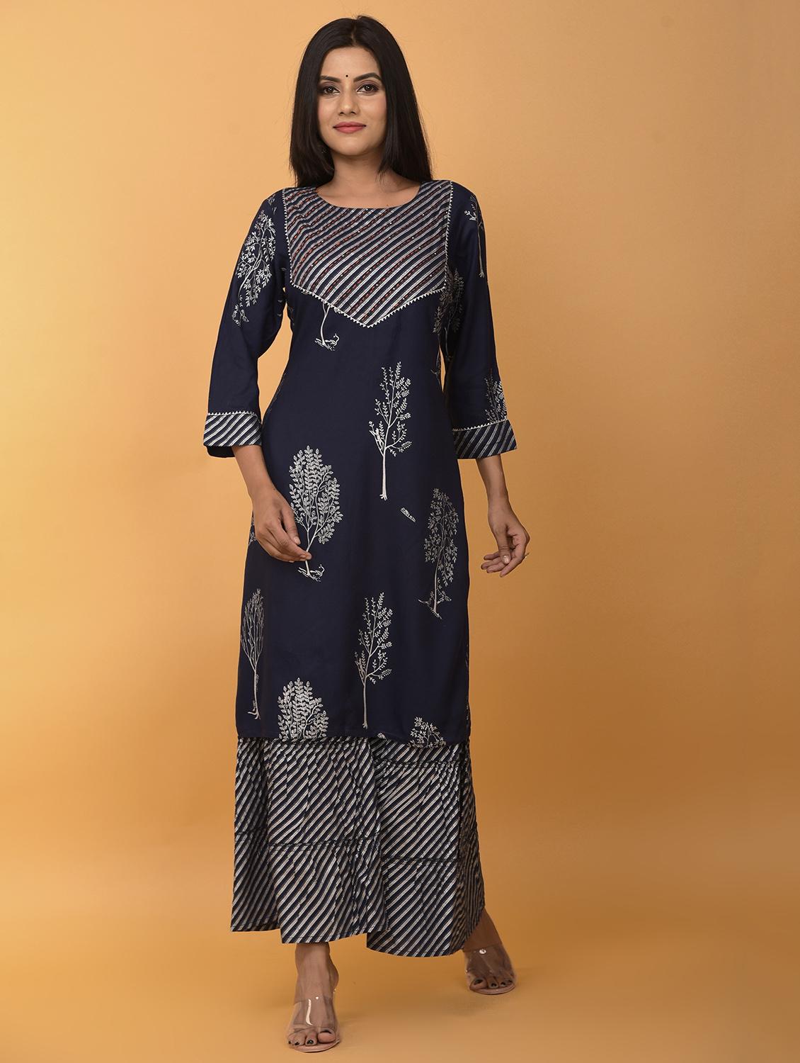 navy blue rayon suit set - 17872847 - Standard Image - 2