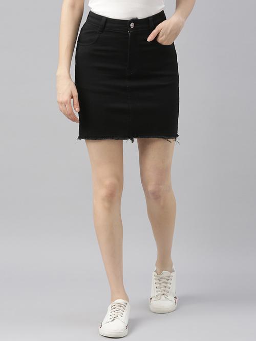 frayed hem solid pencil skirt - 17872921 - Standard Image - 0