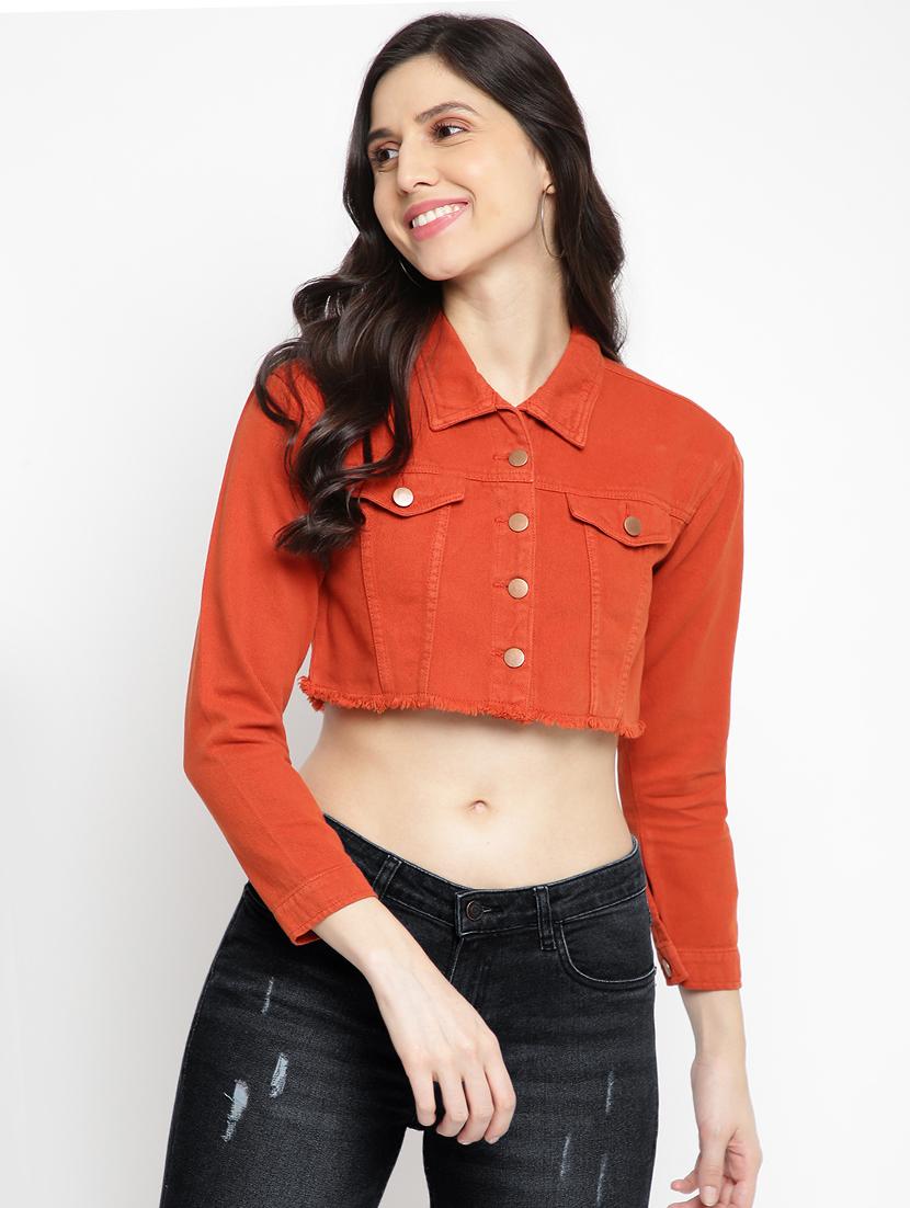 frayed hem cropped jacket - 17873494 - Zoom Image - 0