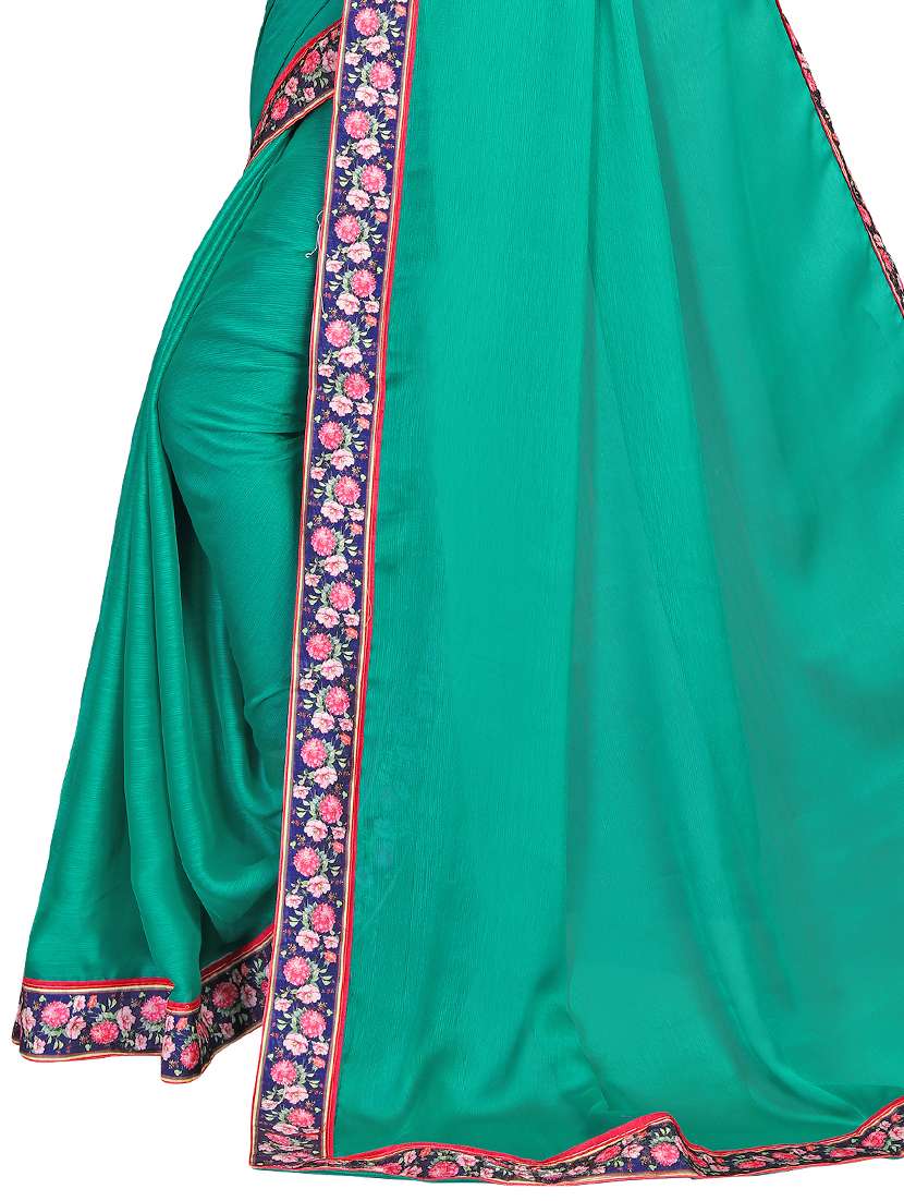 solid bordered saree with blouse - 17874196 - Standard Image - 2