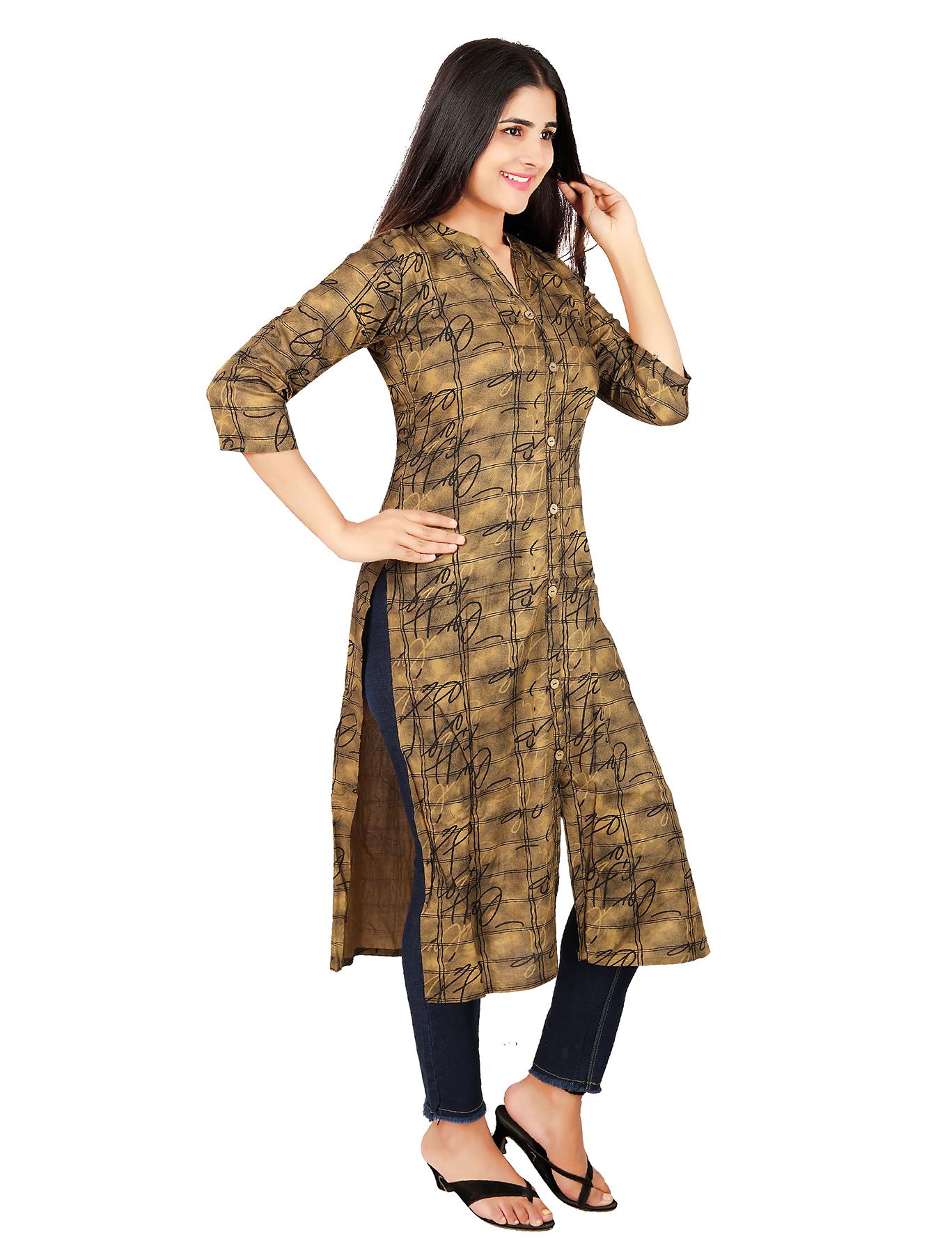 jacket type rayon long kurtis - 17874301 - Standard Image - 2