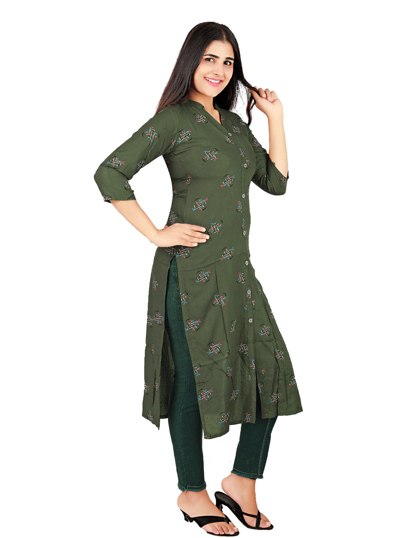 a line long rayon kurti with - 17874302 - Standard Image - 2