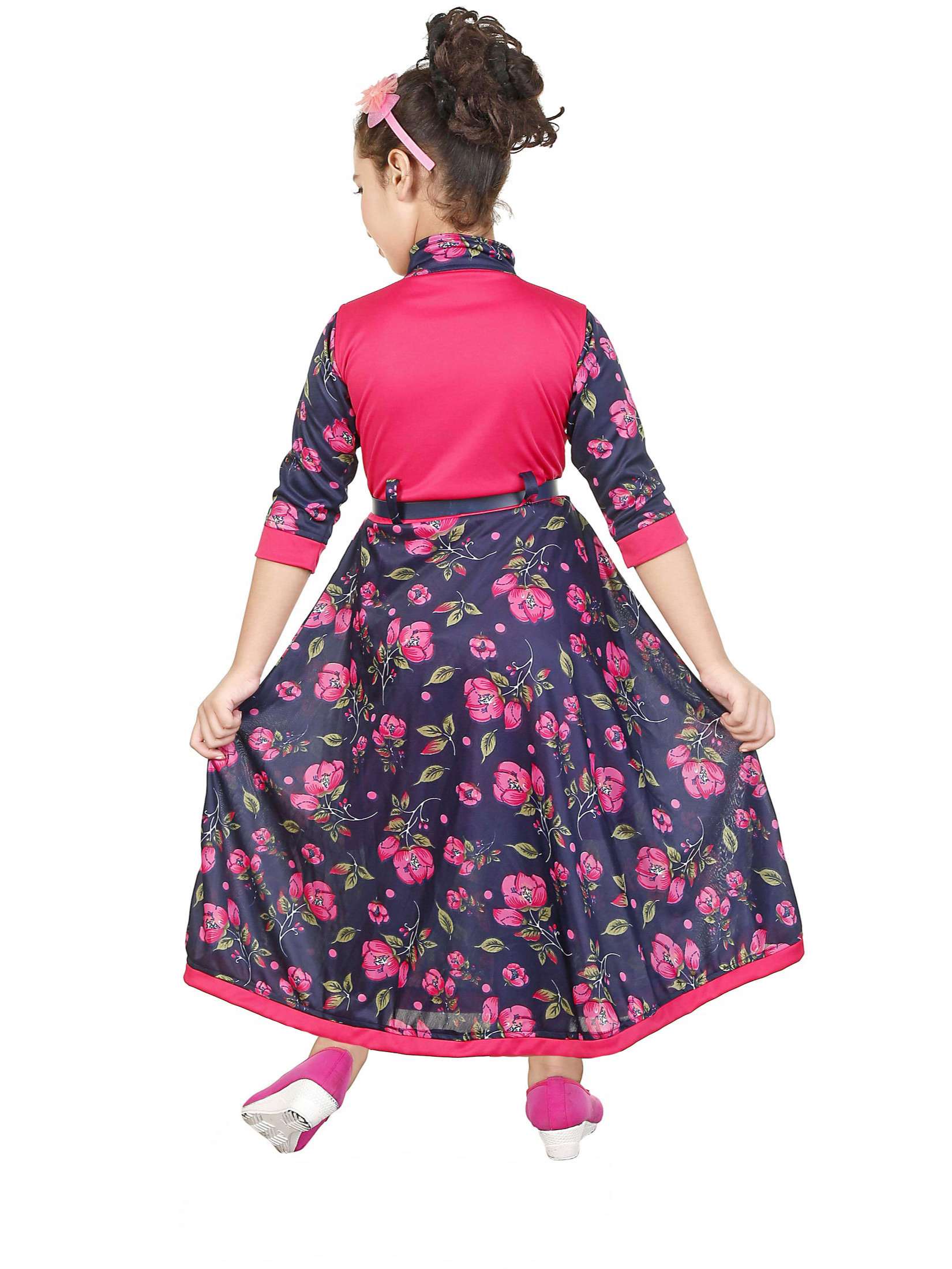 negup girls maxi/full length festive/wedding dress  (multicolor, 3/4 sleeve) - 17874962 -  Standard Image - 2