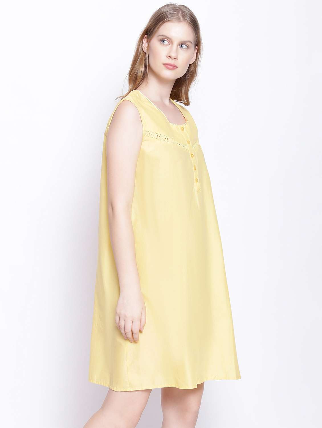 solid yellow round neck solid sleepshirt  - 17875190 -  Standard Image - 2