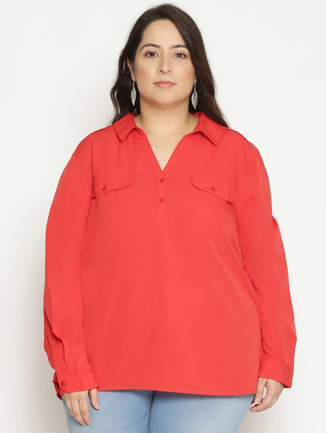 women's straight collared top