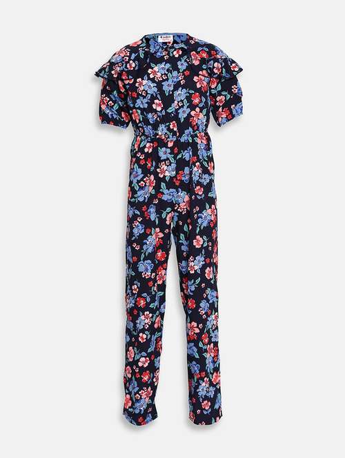blue floral full length jumpsuit - 17875337 - Standard Image - 0