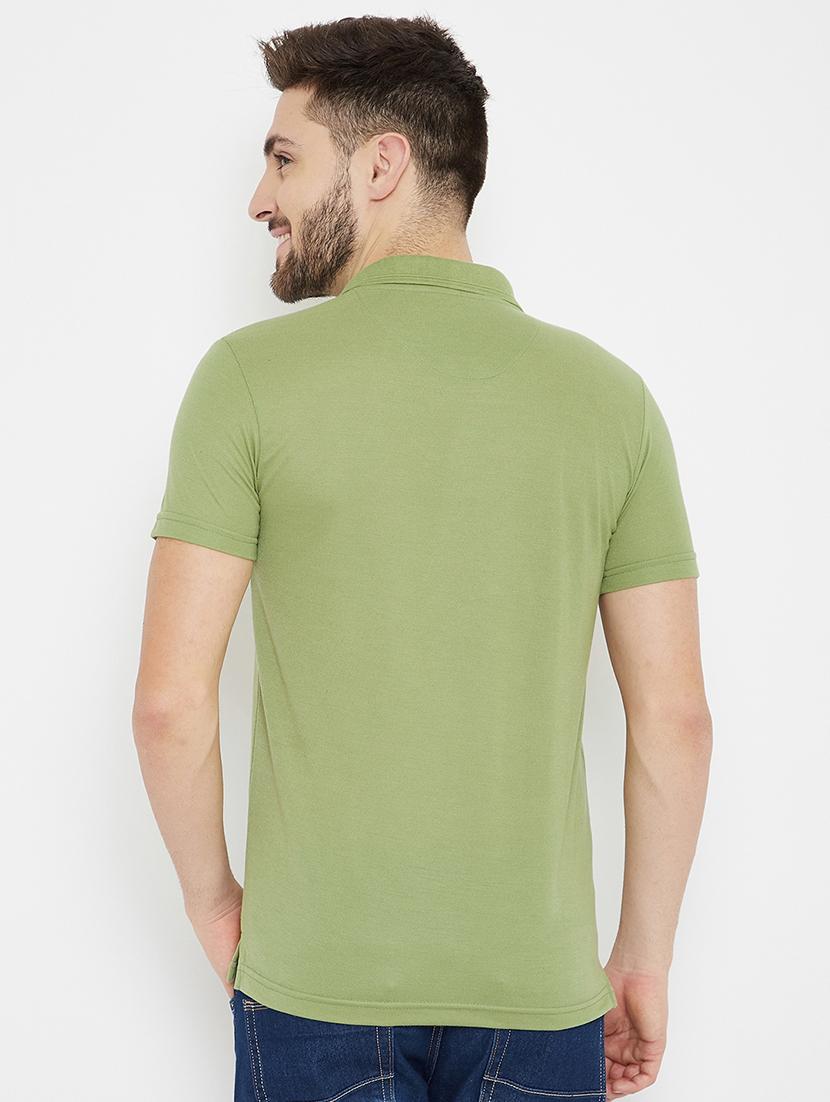 olive green solid polo t-shirt - 17876912 - Standard Image - 2