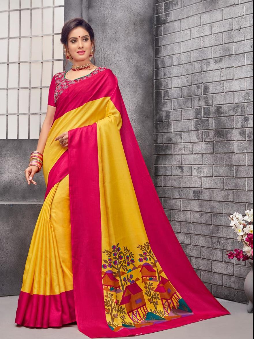 madhubani silk saree ..hand wash - 17882834 - Standard Image - 2