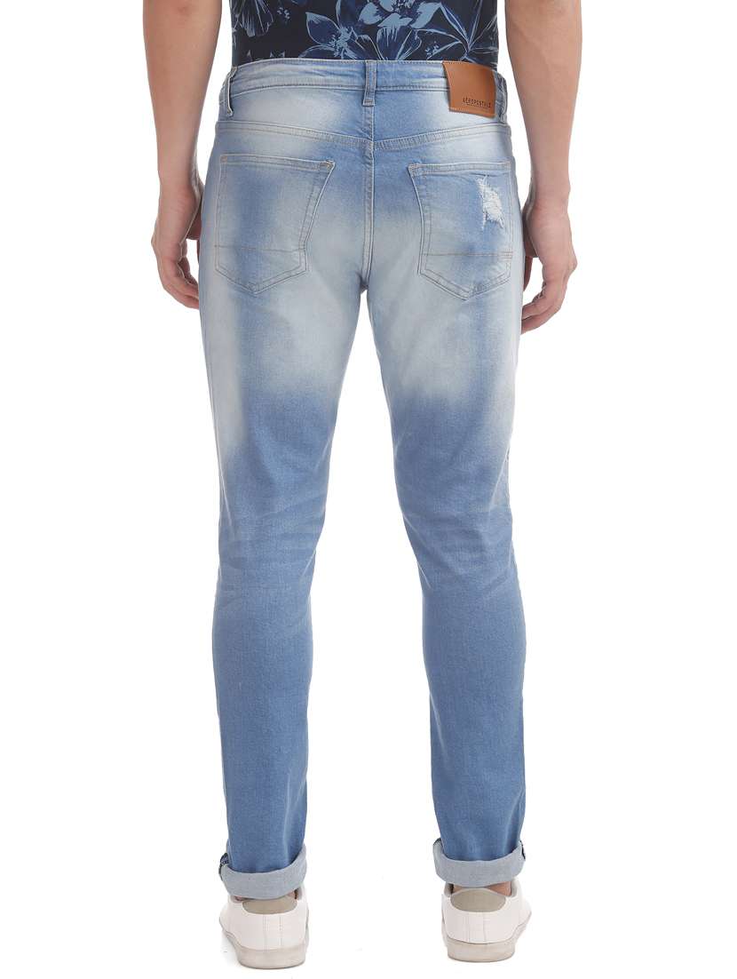 light blue light washed distresses denim jean - 17882924 - Standard Image - 2