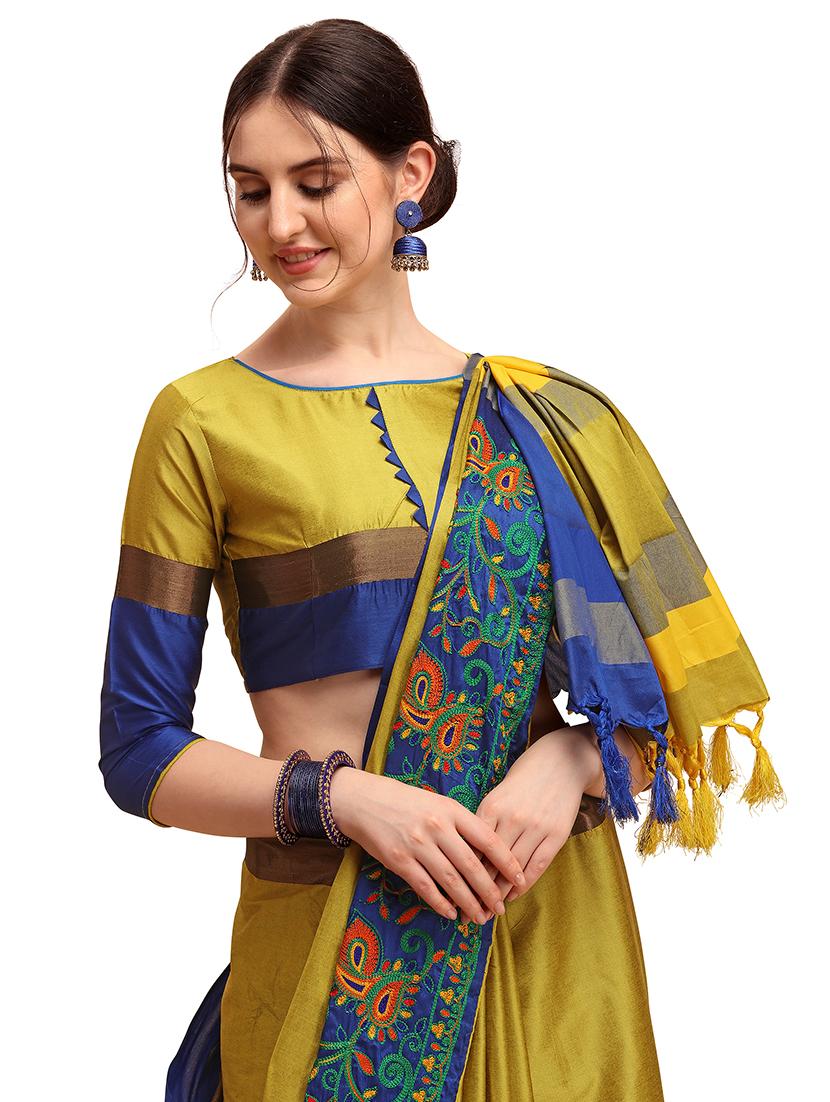 contrast embroidered saree - 17883795 - Standard Image - 2