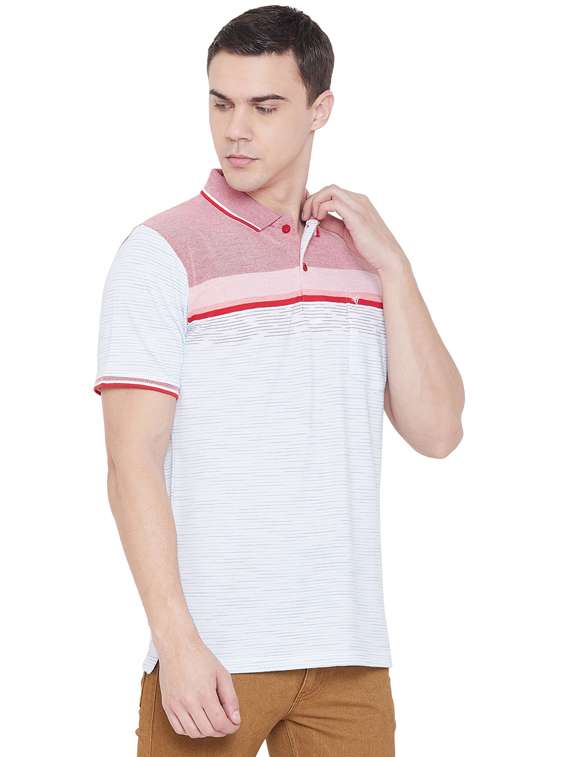 light blue striped polo t-shirt - 17887163 - Standard Image - 2
