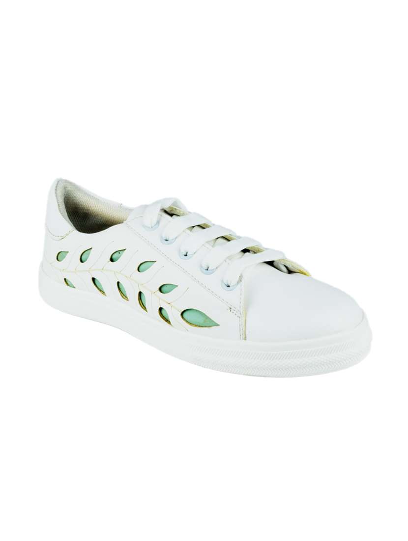 white synthetic laceup casual shoes