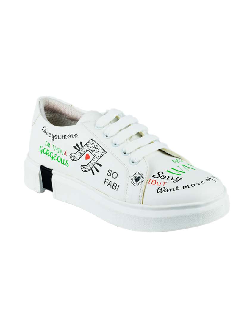 white synthetic laceup casual shoes