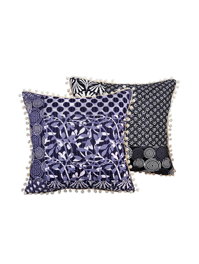 indhome life reversible premium cotton cushion covers- 'japuri printed' , traditional katha work embroider collection - 17892860 - Zoom Image - 0