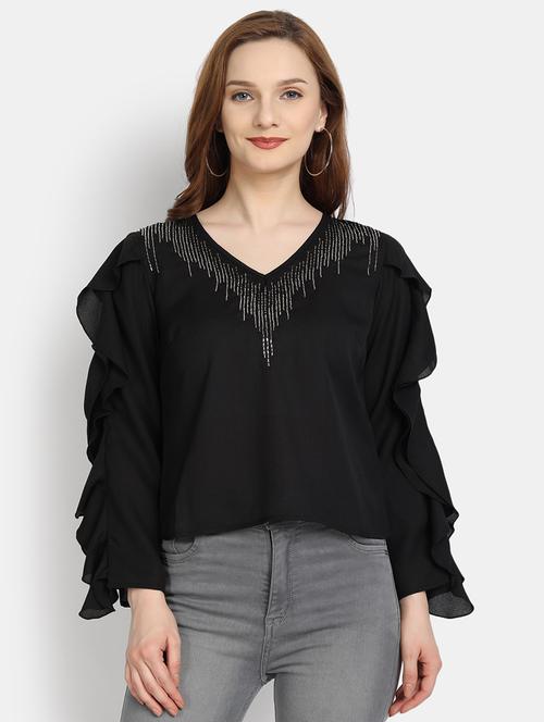 women's crop v neck top - 17892973 -  Standard Image - 0