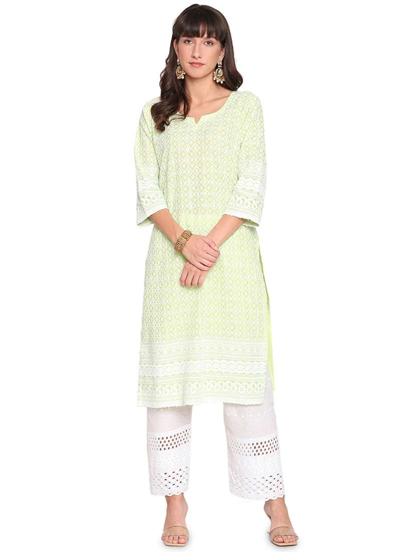 chikankari straight kurta