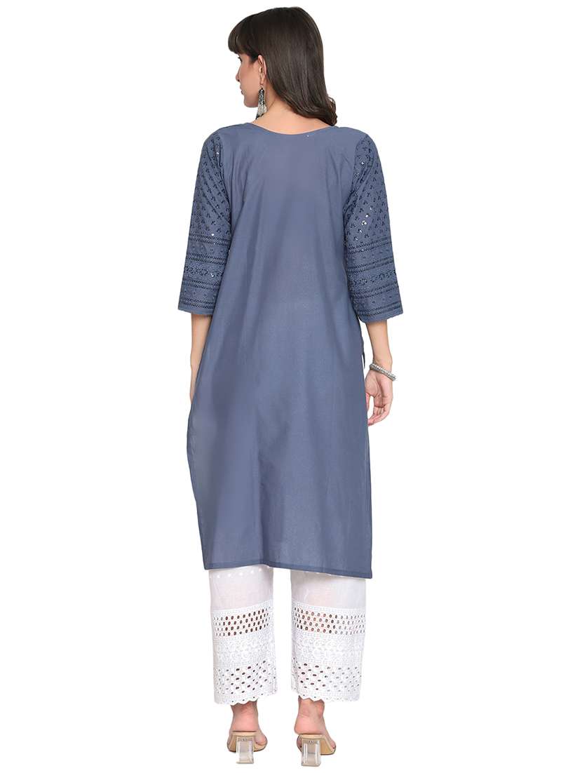 chikankari straight kurta - 17894241 -  Standard Image - 2